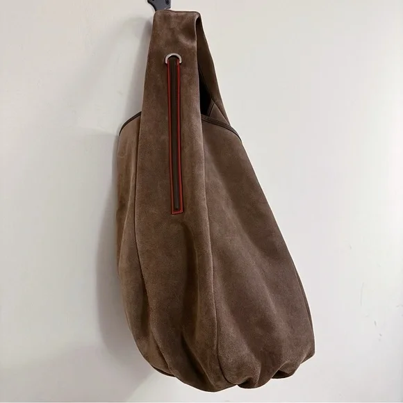 Loewe Brown Suede XL Logo Hobo Shoulder Carryall Bag - Picture 5 of 10